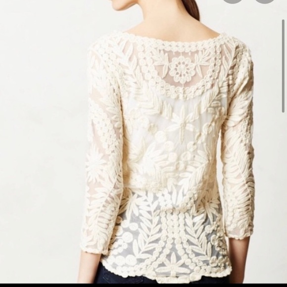 NWOT Mint green boho lace size small blouse top - Picture 4 of 4